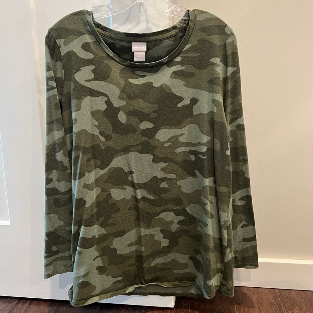Chico’s long sleeve camo colored t shirt